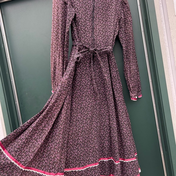 Gunne Sax Prairie Dress 70s Maxi Floral Lace Long Sleeves Vintage Renaissance - Picture 6 of 10